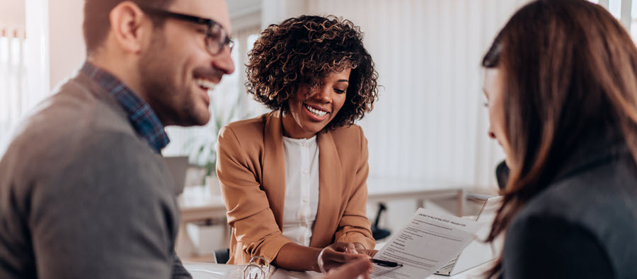 Couple conducting an annual financial review